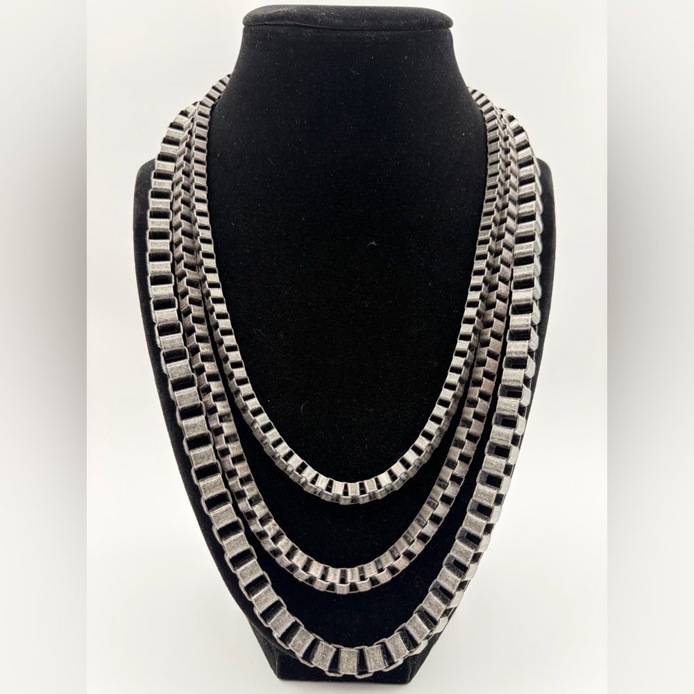 Gunmetal Multi Strand Chain Necklace | Chunky Industrial Statement